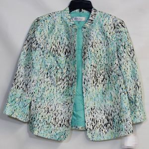 Kasper Field of Blooms Women's Lucite Multicolor Open Front Blazer Size 10P